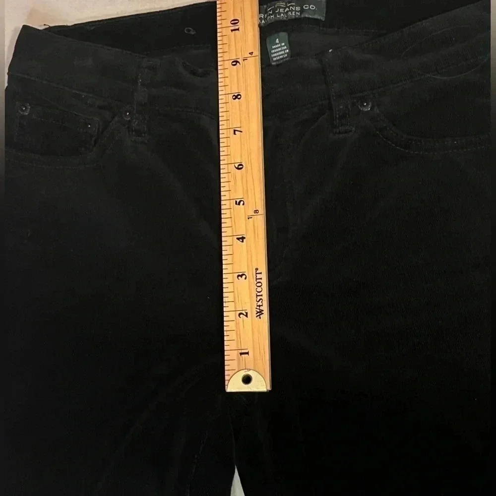 LRL Micro Corduroy Straight Leg Pants Classic Black Size 4